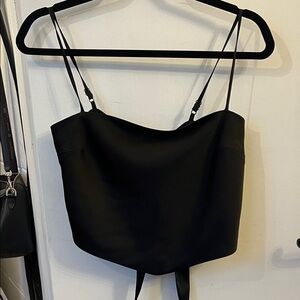 Sunday best black satin tie top